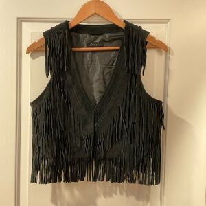 Vintage leather fringe vest